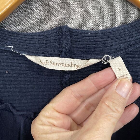 Soft Surroundings Navy Blue V Neck Tunic Long Sleeves Knit Button - Picture 4 of 11